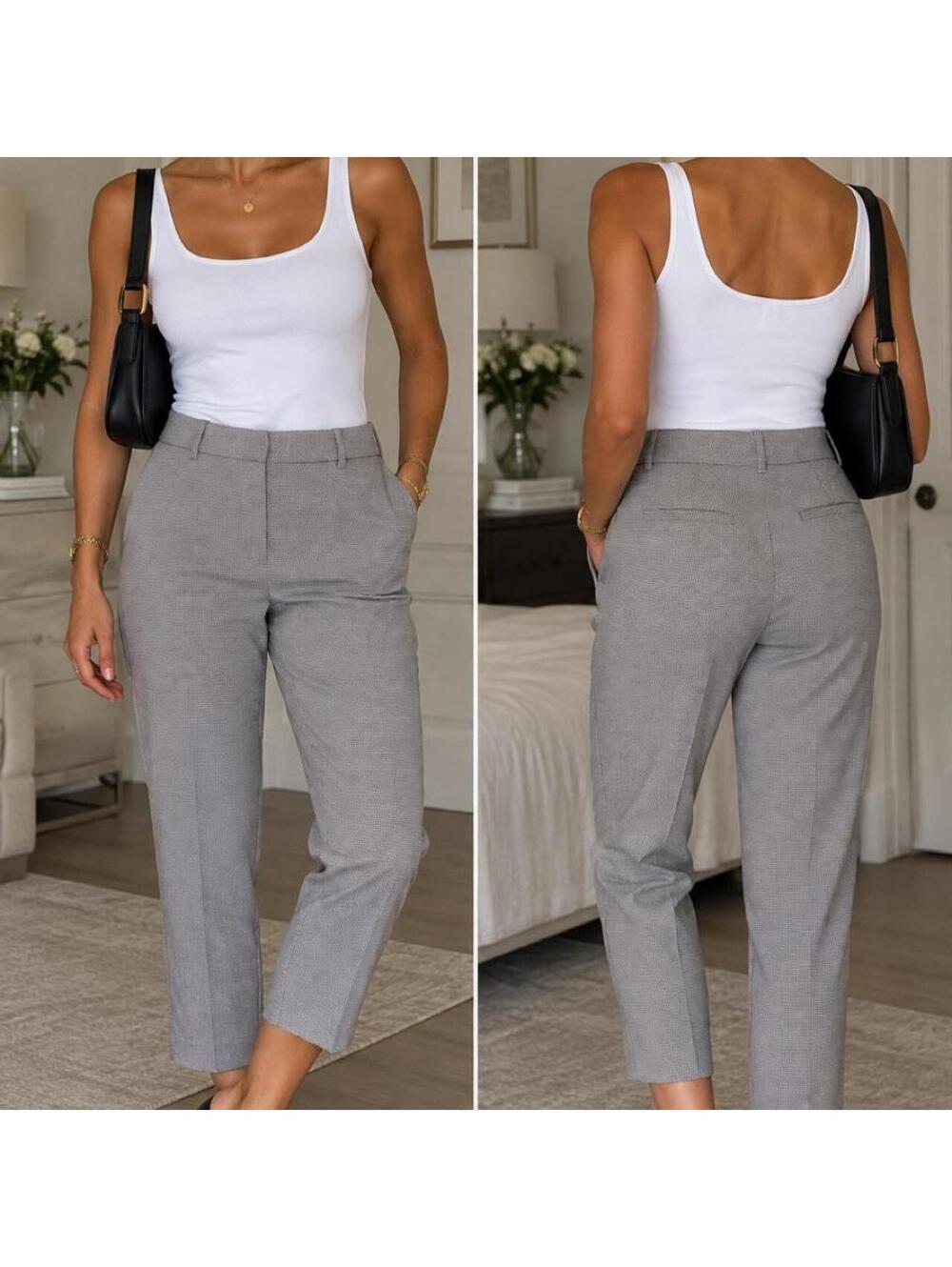 Calvin Klein Gray Slim Fit Ankle Pants | Women’s Tailored Trousers